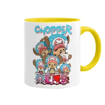 Chopper One Piece, Κούπα χρωματιστή κίτρινη, κεραμική, 330ml