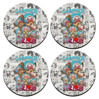 Chopper One Piece, ΣΕΤ 4 Σουβέρ ξύλινα στρογγυλά (9cm)