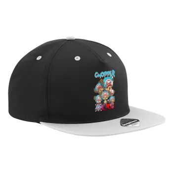 Chopper One Piece, Καπέλο Ενηλίκων Flat Snapback Μαύρο/Γκρι, (100% ΒΑΜΒΑΚΕΡΟ TWILL, ΕΝΗΛΙΚΩΝ, UNISEX, ONE SIZE)