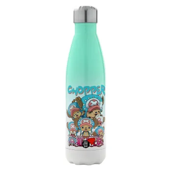 Chopper One Piece, Μεταλλικό παγούρι θερμός Πράσινο/Λευκό (Stainless steel), διπλού τοιχώματος, 500ml