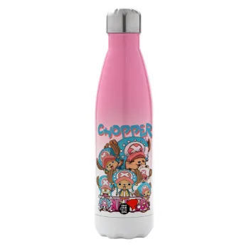 Chopper One Piece, Metal mug thermos Pink/White (Stainless steel), double wall, 500ml