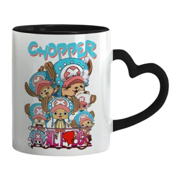 Chopper One Piece, Κούπα καρδιά χερούλι μαύρη, κεραμική, 330ml