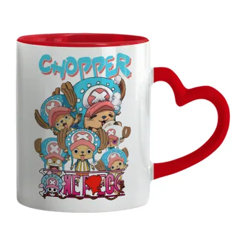 Chopper One Piece, Mug heart red handle, ceramic, 330ml