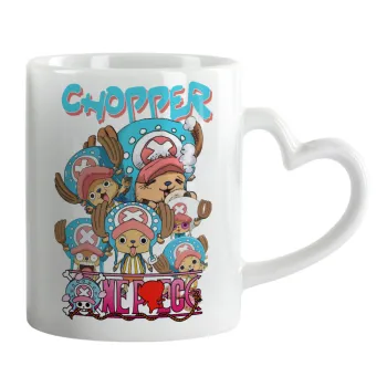 Chopper One Piece, Κούπα καρδιά χερούλι λευκή, κεραμική, 330ml