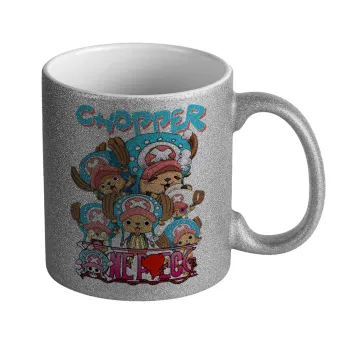 Chopper One Piece, Κούπα Ασημένια Glitter που γυαλίζει, κεραμική, 330ml