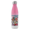 Metal mug thermos Pink/White (Stainless steel), double wall, 500ml