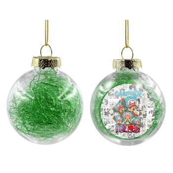 Chopper One Piece, Transparent Christmas tree ball ornament with green filling 8cm