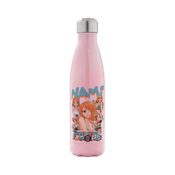 Nami One Piece, Metal mug thermos Pink Iridiscent (Stainless steel), double wall, 500ml