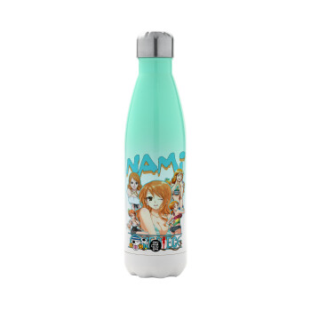 Nami One Piece, Metal mug thermos Green/White (Stainless steel), double wall, 500ml