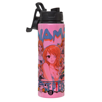 Nami One Piece, Metallic water bottle with safety lid, 850ml aluminum