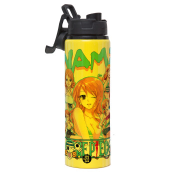 Nami One Piece, Metallic water bottle with safety lid, 850ml aluminum
