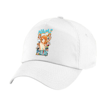 Nami One Piece, Πεντάφυλλο καπέλο Λευκό, 100% Βαμβακερό (Twill), με ρύθμιση, unisex