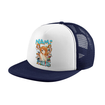 Nami One Piece, Καπέλο Ενηλίκων Soft Trucker με Δίχτυ Dark Blue/White (POLYESTER, ΕΝΗΛΙΚΩΝ, UNISEX, ONE SIZE)