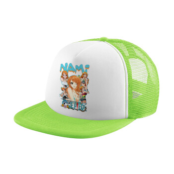 Nami One Piece, Καπέλο παιδικό Soft Trucker με Δίχτυ Πράσινο/Λευκό