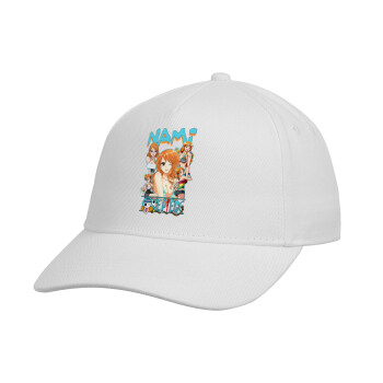 Nami One Piece, Καπέλο Ενηλίκων Baseball, Drill, Λευκό (100% ΒΑΜΒΑΚΕΡΟ, ΕΝΗΛΙΚΩΝ, UNISEX, ONE SIZE)