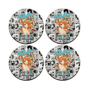 Nami One Piece, SET of 4 round wooden coasters (9cm)
