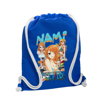 Nami One Piece, Τσάντα πλάτης πουγκί GYMBAG Μπλε, με τσέπη (40x48cm) & χονδρά κορδόνια
