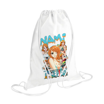 Nami One Piece, Τσάντα πλάτης πουγκί GYMBAG λευκή (28x40cm)