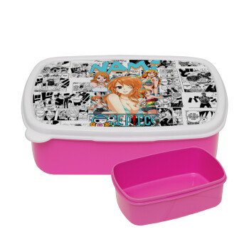 Nami One Piece, ΡΟΖ παιδικό δοχείο φαγητού (lunchbox) πλαστικό (BPA-FREE) Lunch Βox M18 x Π13 x Υ6cm