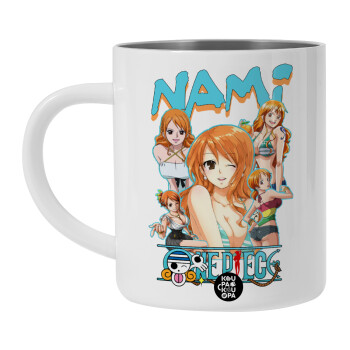 Nami One Piece, BIG Mug Stainless steel double wall (450ml, White)