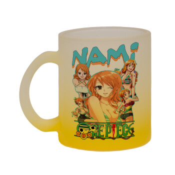 Nami One Piece, Κούπα γυάλινη δίχρωμη με βάση το κίτρινο ματ, 330ml