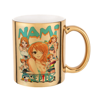Nami One Piece, Mug ceramic, gold mirror, 330ml