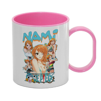Nami One Piece, Κούπα (πλαστική) (BPA-FREE) Polymer Ροζ για παιδιά, 330ml