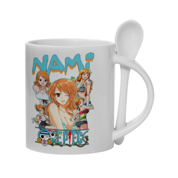 Nami One Piece, Ceramic coffee mug with Spoon, 330ml (1pcs)