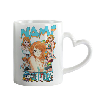 Nami One Piece, Κούπα καρδιά χερούλι λευκή, κεραμική, 330ml