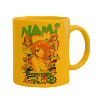 Nami One Piece, Ceramic coffee mug yellow, 330ml (1pcs)
