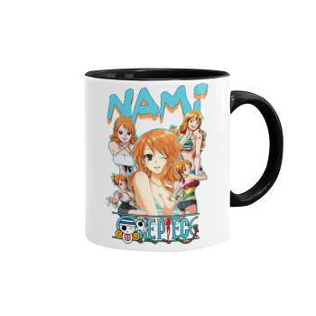 Nami One Piece, Κούπα χρωματιστή μαύρη, κεραμική, 330ml