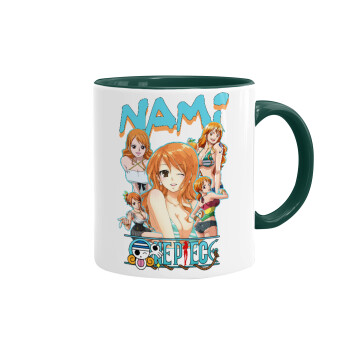 Nami One Piece, Κούπα χρωματιστή πράσινη, κεραμική, 330ml