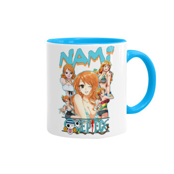 Nami One Piece, Κούπα χρωματιστή γαλάζια, κεραμική, 330ml