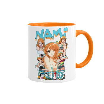 Nami One Piece, Κούπα χρωματιστή πορτοκαλί, κεραμική, 330ml