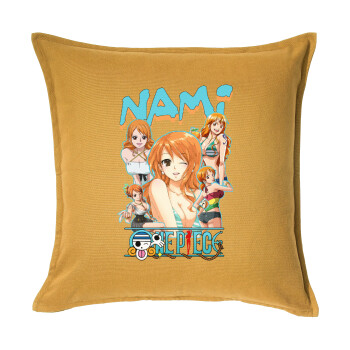 Nami One Piece, Sofa cushion YELLOW 50x50cm includes filling