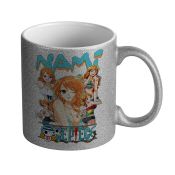 Nami One Piece, Κούπα Ασημένια Glitter που γυαλίζει, κεραμική, 330ml
