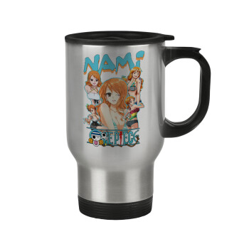 Nami One Piece, Stainless steel travel mug with lid, double wall 450ml