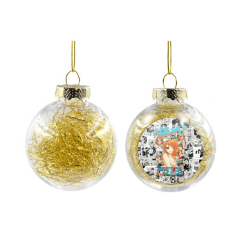 Nami One Piece, Transparent Christmas tree ball ornament with gold filling 8cm