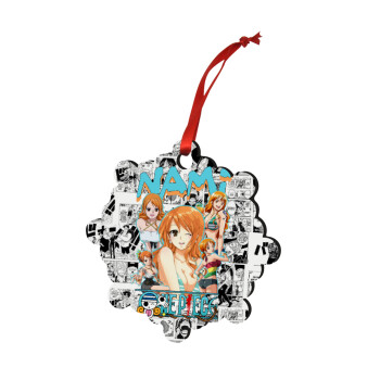 Nami One Piece, Christmas ornament snowflake wooden 7.5cm