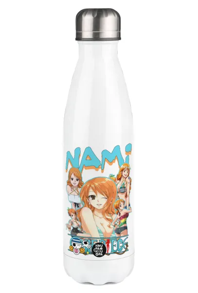 Nami One Piece — Μεταλλικό παγούρι θερμός Λευκό (Stainless steel), διπλού τοιχώματος, 500ml
