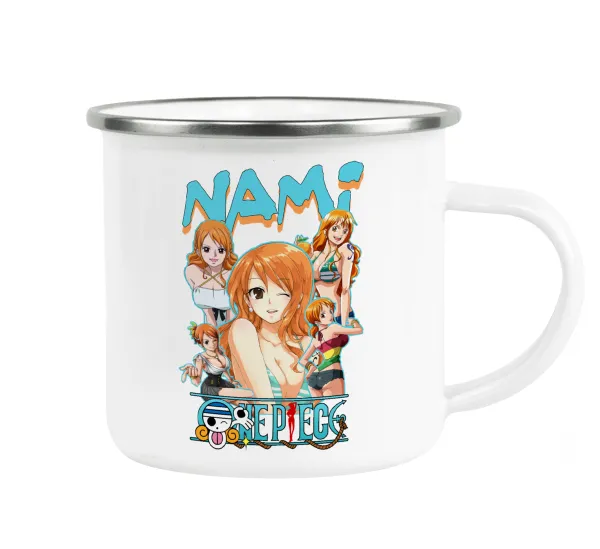 Nami One Piece — Metallic enamel cup white 360ml