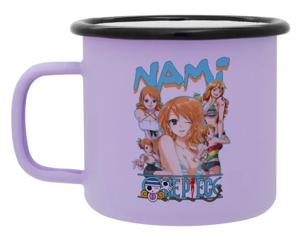 Nami One Piece — Metal enamel mug, matte light pastel purple, 360ml
