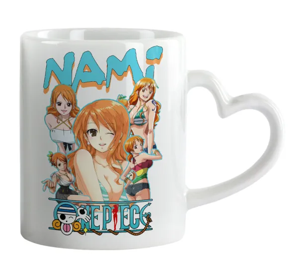 Nami One Piece — Mug heart handle, ceramic, 330ml
