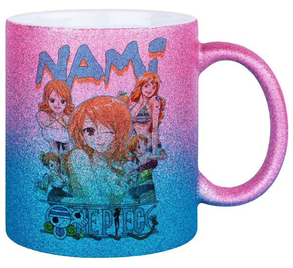 Nami One Piece — Gold/blue glitter mug, ceramic, 330ml