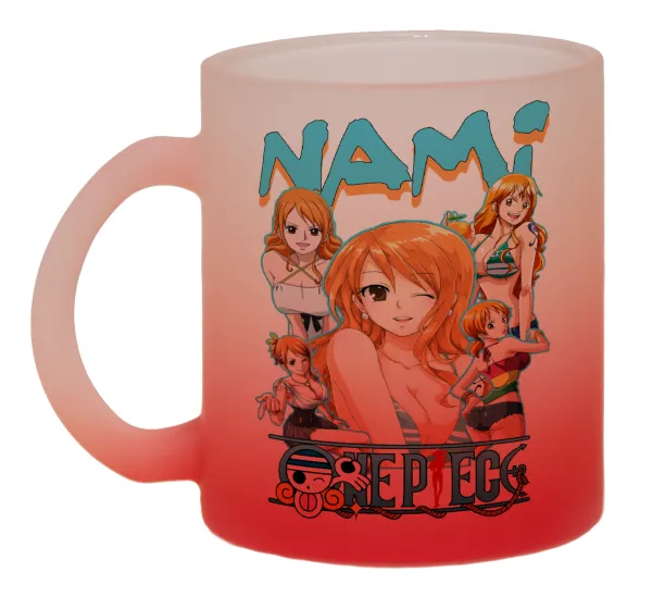 Nami One Piece — Κούπα γυάλινη δίχρωμη με βάση το κόκκινο ματ, 330ml