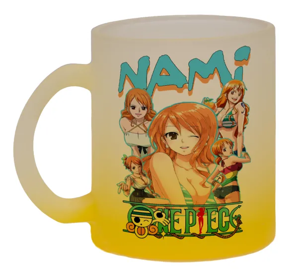 Nami One Piece — Κούπα γυάλινη δίχρωμη με βάση το κίτρινο ματ, 330ml