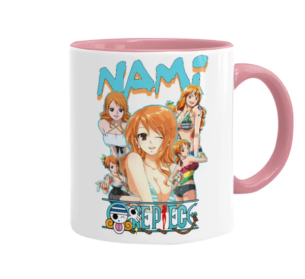 Nami One Piece — Κούπα χρωματιστή ροζ, κεραμική, 330ml