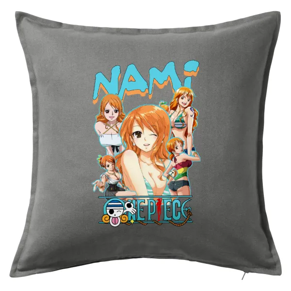 Nami One Piece — Μαξιλάρι καναπέ Γκρι 100% βαμβάκι, περιέχεται το γέμισμα (50x50cm)
