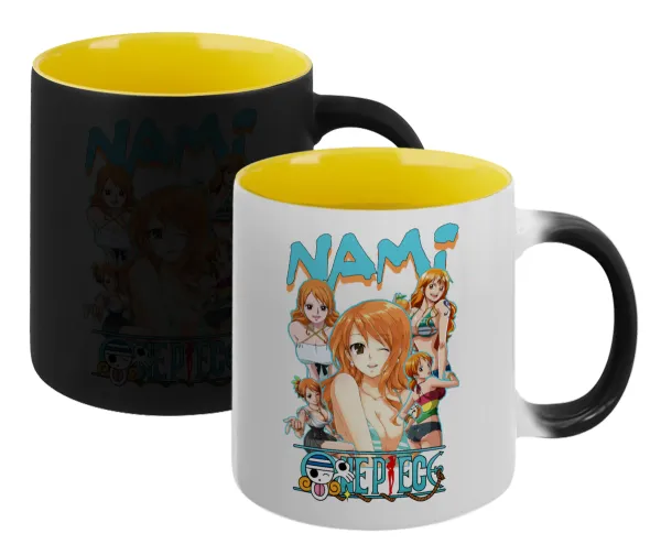 Nami One Piece — Κούπα Μαγική εσωτερικό κίτρινη, κεραμική 330ml που αλλάζει χρώμα με το ζεστό ρόφημα