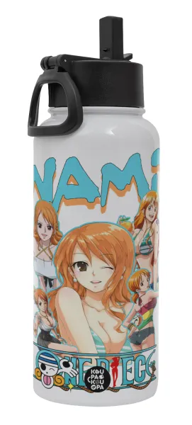 Nami One Piece — Metal mug thermo White with Straw and Spout Lid (Stainless steel), double wall, 950ml